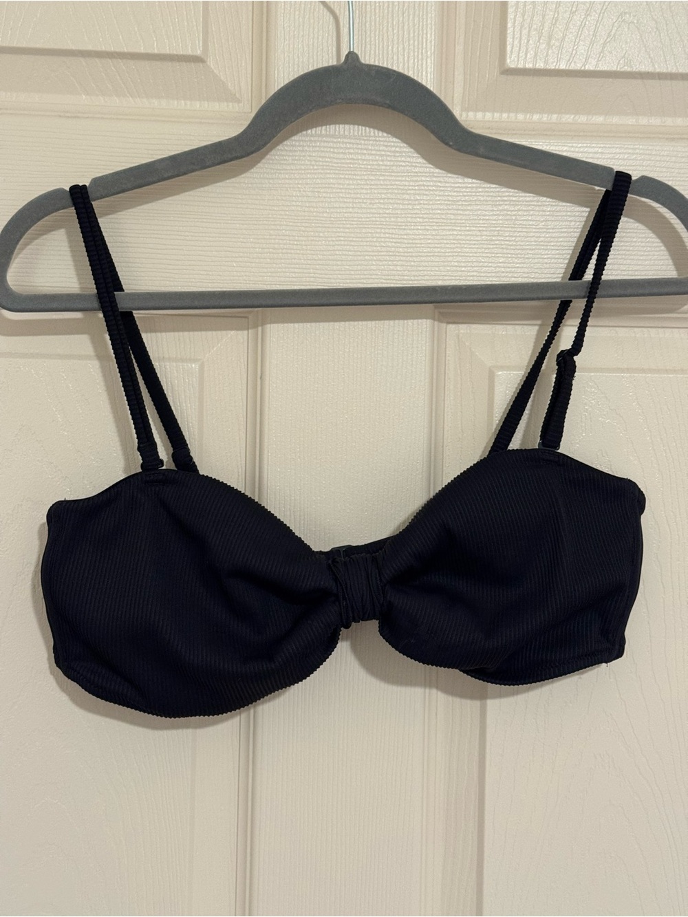 Old Navy Black Ribbed Bandeau Bikini Top with Removable Straps
